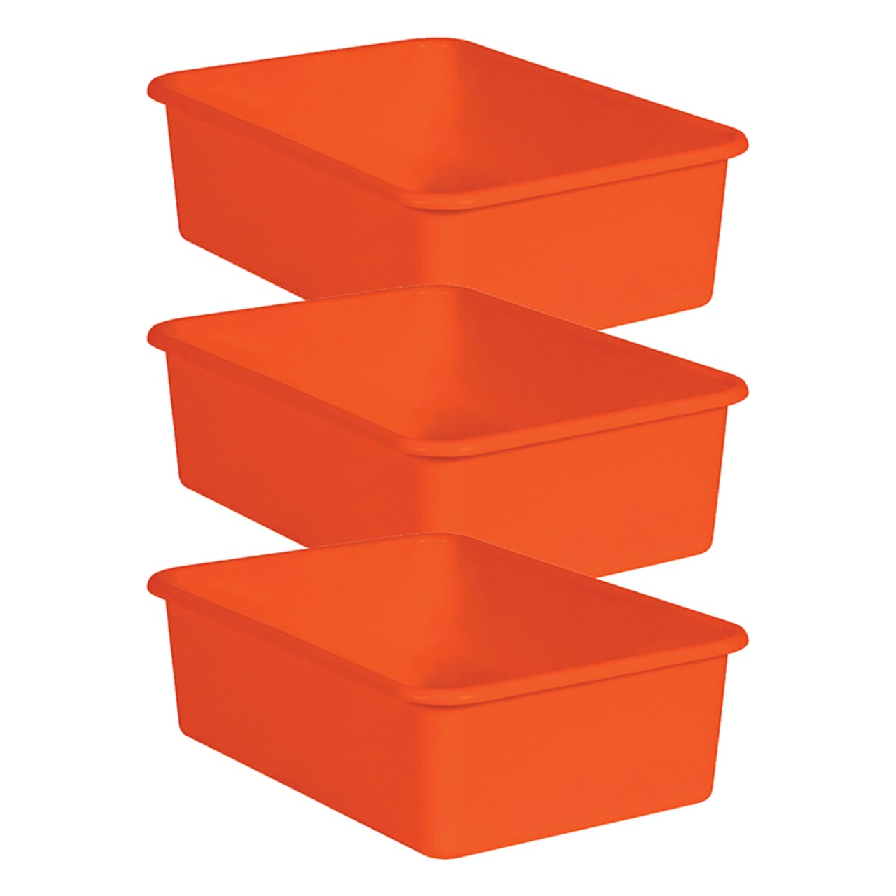 Orange Large Plastic Storage Bin, Pack Of 3
